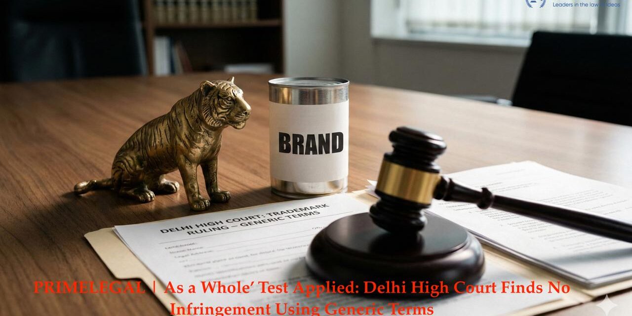 PRIMELEGAL | As a Whole’ Test Applied: Delhi High Court Finds No Infringement Using Generic Terms