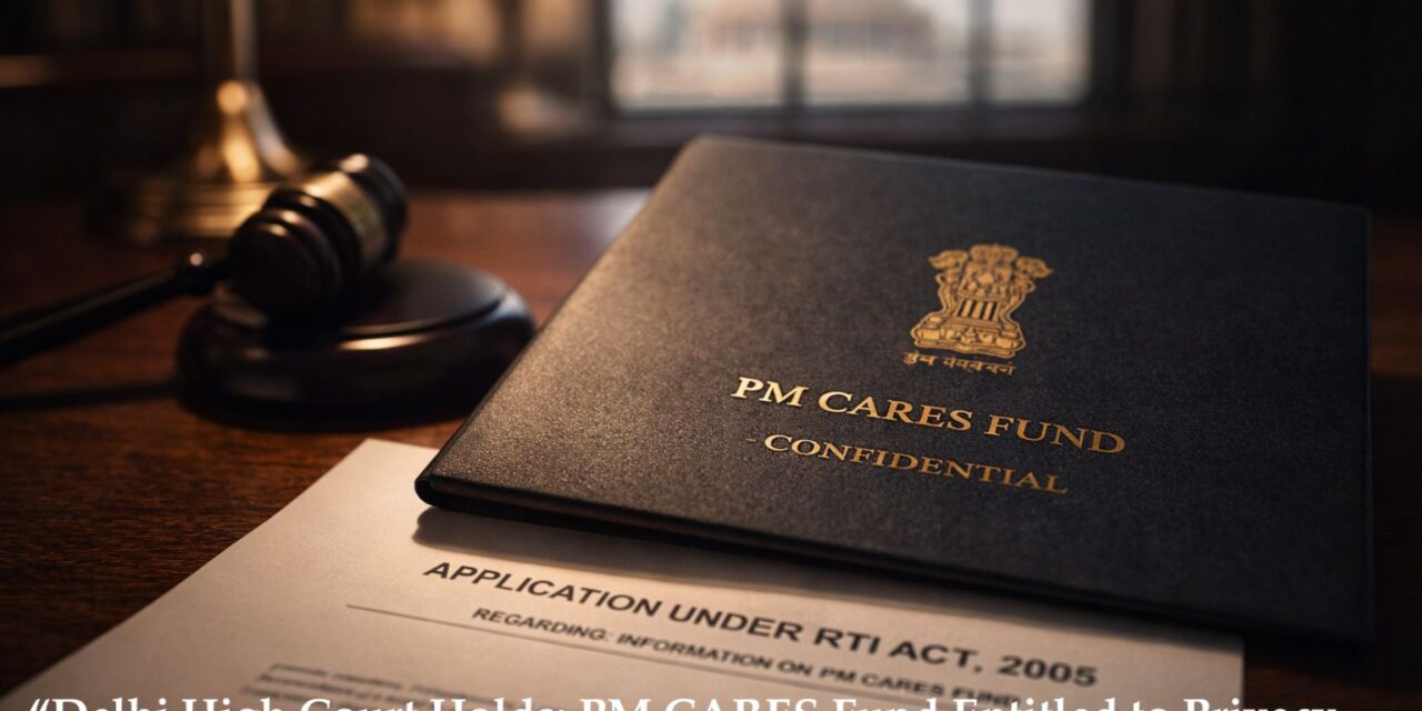 Delhi High Court Holds: PM CARES Fund Entitled to Privacy Under RTI Act, Even If Treated as a Public Authority