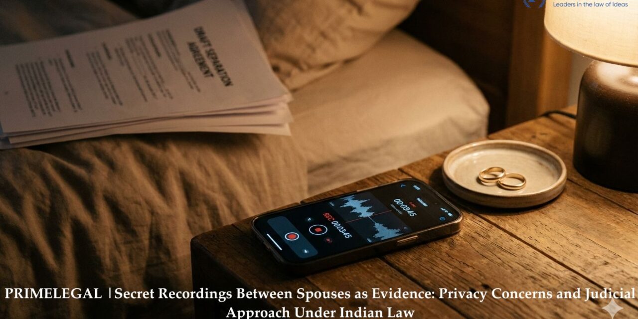 PRIMELEGAL |Secret Recordings Between Spouses as Evidence: Privacy Concerns and Judicial Approach Under Indian Law