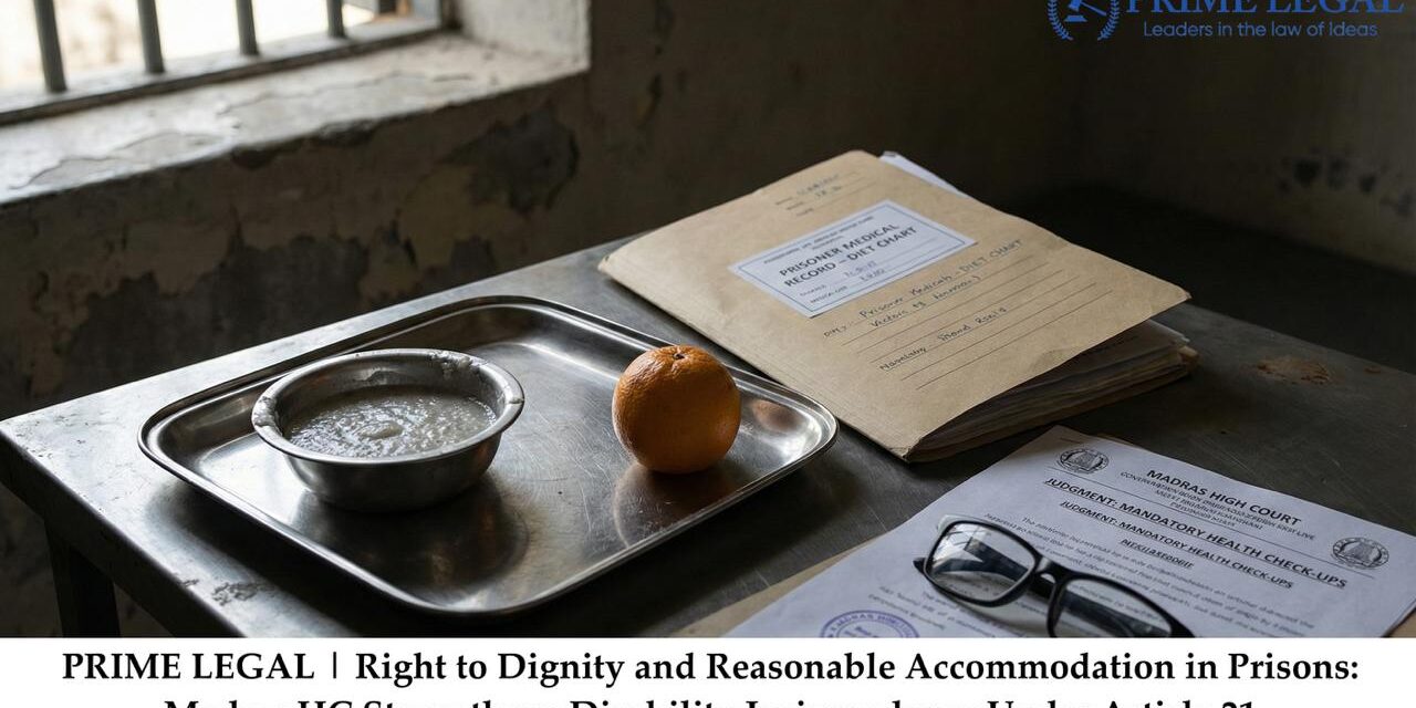 Right to Dignity and Reasonable Accommodation in Prisons: Madras HC Strengthens Disability Jurisprudence Under Article 21