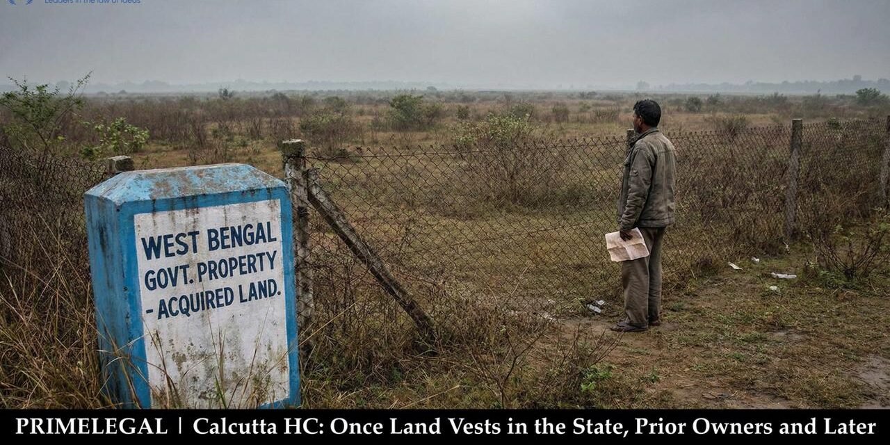 PRIMELEGAL | Calcutta HC: Once Land Vests in the State, Prior Owners and Later Buyers Lose Right to Reclaim — What Title Holders Must Know