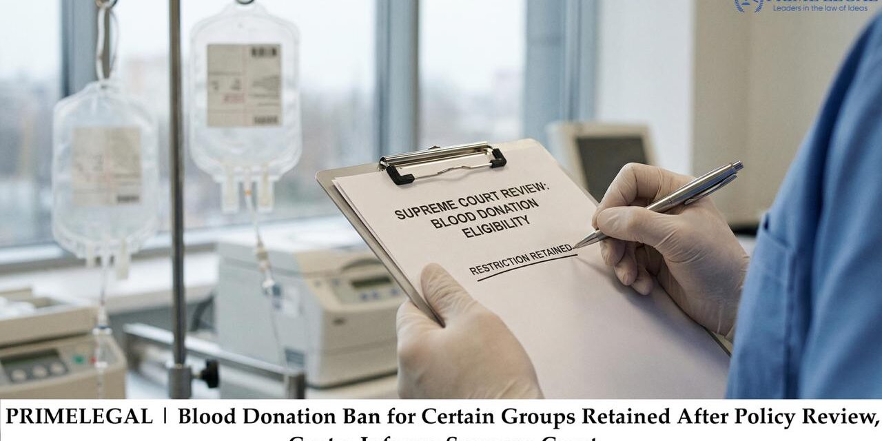 PRIMELEGAL | BLOOD DONATION BAN FOR CERTAIN GROUPS RETAINED AFTER POLICY REVIEW, CENTRE INFORMS SC
