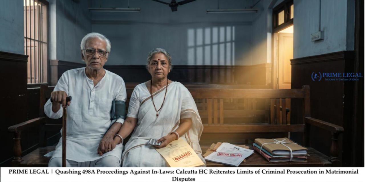 PRIME LEGAL | Quashing 498A Proceedings Against In-Laws: Calcutta HC Reiterates Limits of Criminal Prosecution in Matrimonial Disputes