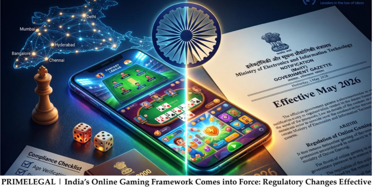 PRIMELEGAL | India’s Online Gaming Framework Comes into Force: Regulatory Changes Effective May 2026