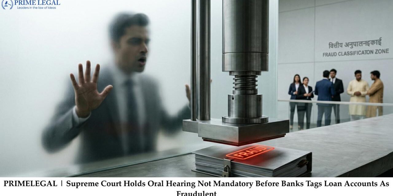 PRIMELEGAL | Supreme Court Holds Oral Hearing Not Mandatory Before Banks Tags Loan Accounts As Fraudulent