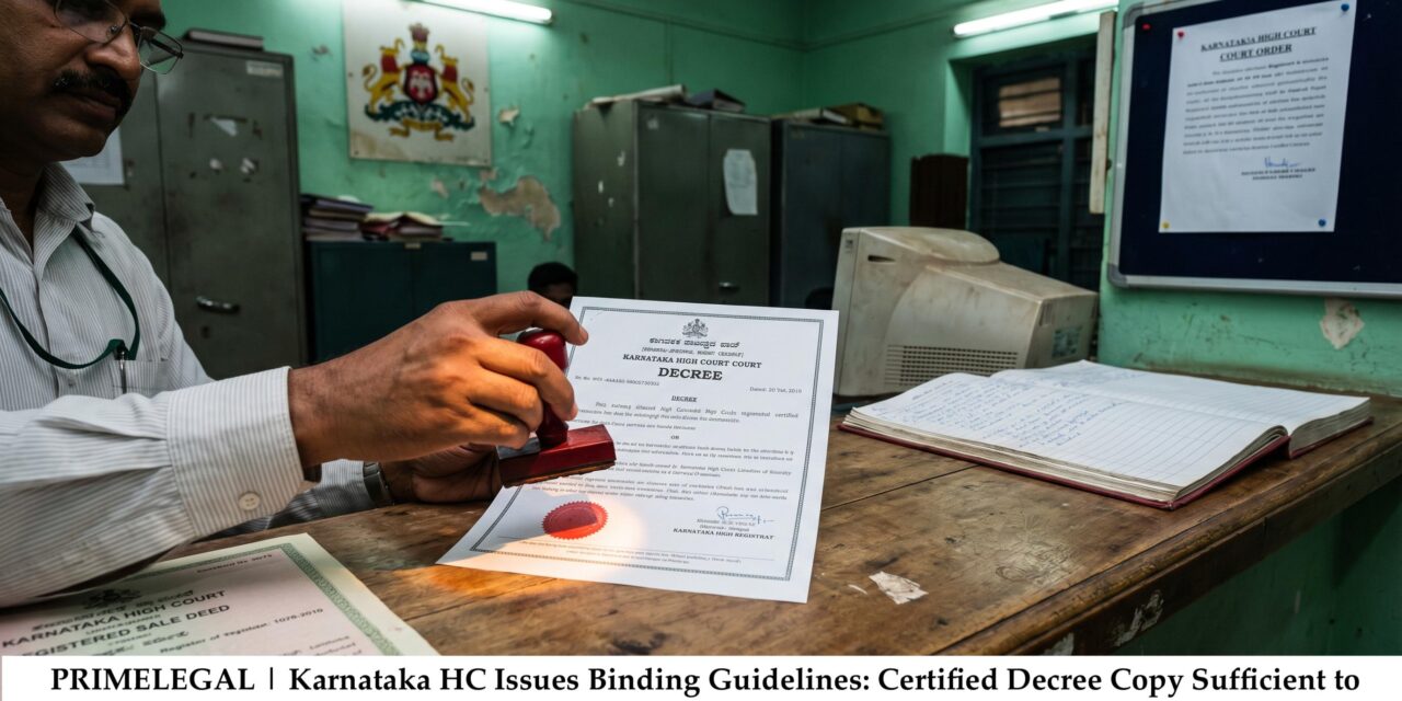 PRIMELEGAL | Karnataka HC Issues Binding Guidelines: Certified Decree Copy Sufficient to Cancel Registered Documents