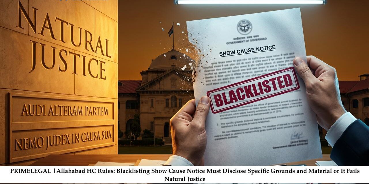PRIME LEGAL | Allahabad HC Rules: Blacklisting Show Cause Notice Must Disclose Specific Grounds and Material or It Fails Natural Justice