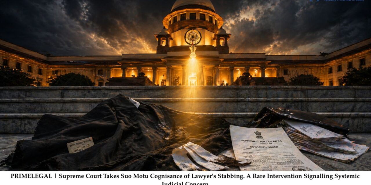 PRIME LEGAL | SUPREME COURT TAKES SUO MOTU COGNISANCE OF LAWYER’S STABBING: A RARE INTERVENTION SIGNALLING SYSTEMIC JUDICIAL CONCERN