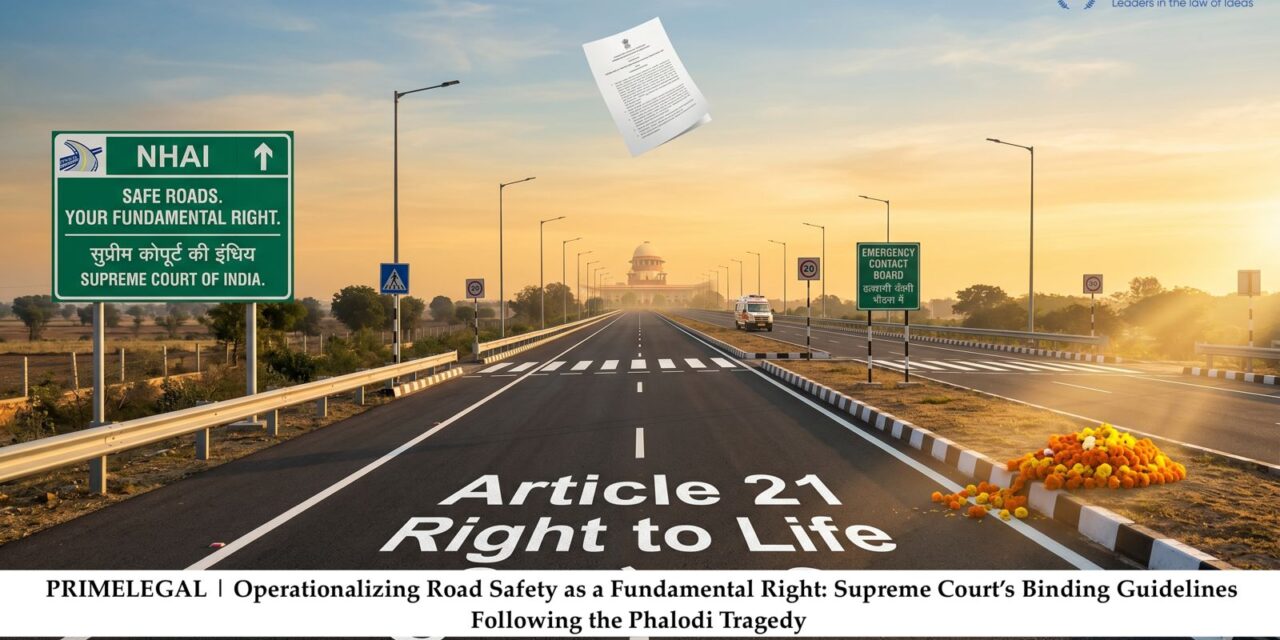 PRIME LEGAL | Operationalizing Road Safety as a Fundamental Right: Supreme Court’s Binding Guidelines After the Phalodi Tragedy