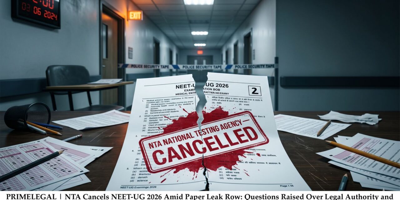 PRIME LEGAL | NTA Cancels NEET-UG 2026 Amid Paper Leak Row: Questions Raised Over Legal Authority and Accountability