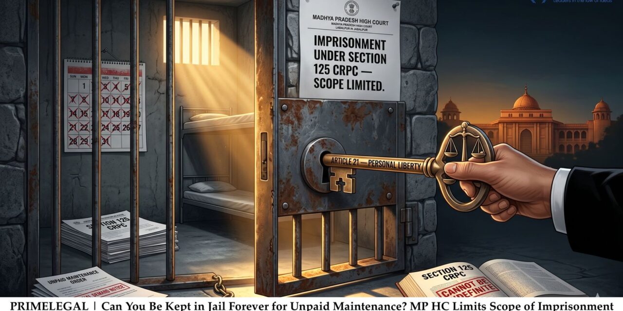 PRIME LEGAL | Can You Be Kept in Jail Forever for Unpaid Maintenance? MP HC Limits Scope of Imprisonment Under Section 125 CrPC