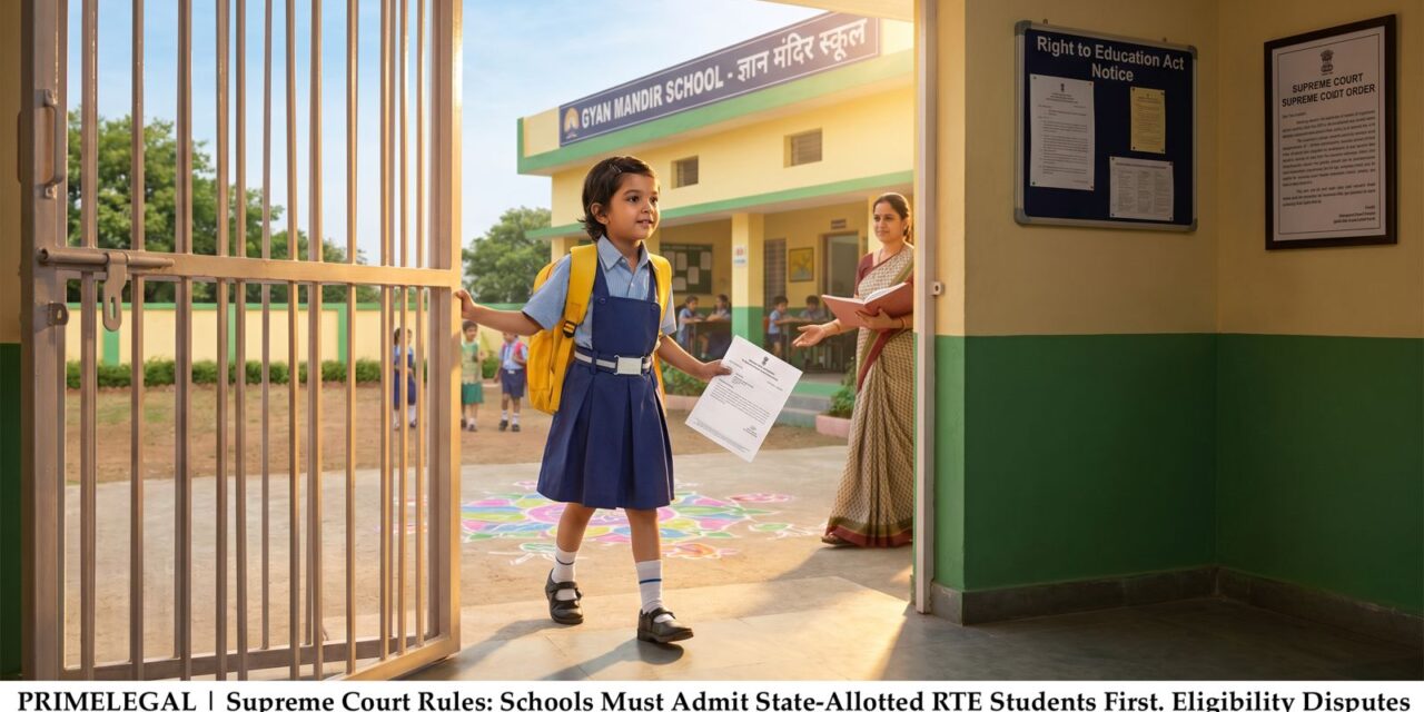 PRIME LEGAL | Supreme Court Rules: Schools Must Admit State-Allotted RTE Students First; Eligibility Disputes Come Later