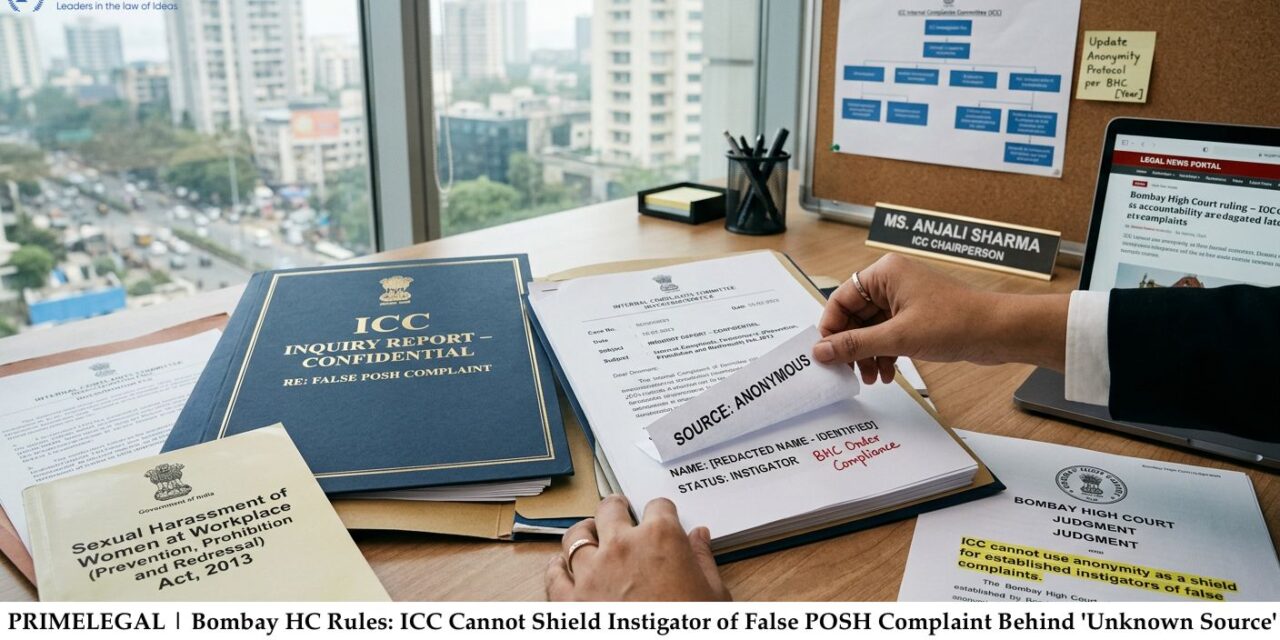 PRIME LEGAL | Bombay HC Rules: ICC Cannot Shield Instigator of False POSH Complaint Behind ‘Unknown Source’ When Identity Is Established