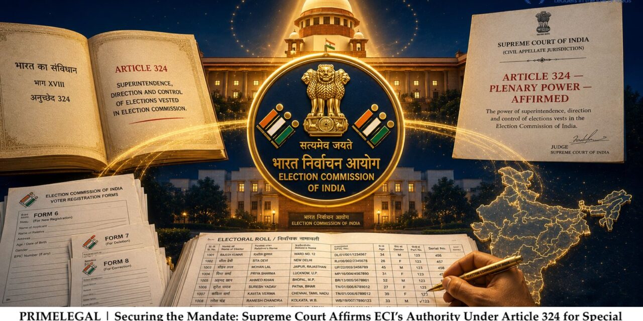 PRIME LEGAL | Securing the Mandate: Supreme Court Affirms ECI’s Authority Under Article 324 for Special Intensive Revision of Electoral Rolls