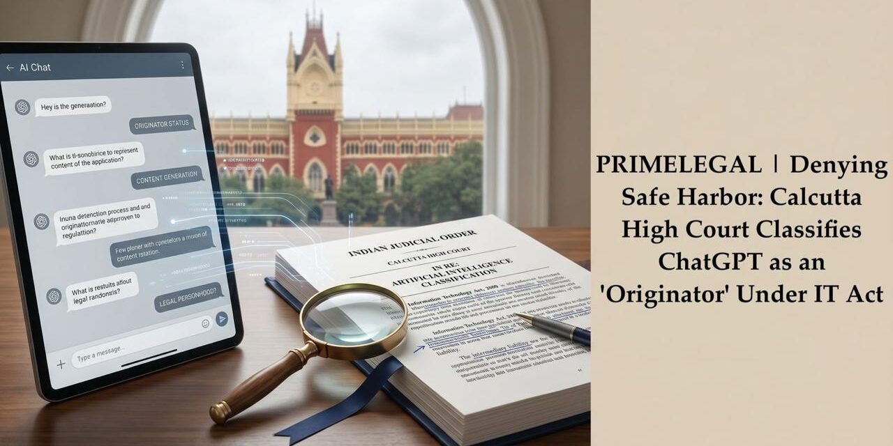 PRIME LEGAL |  Denying Safe Harbor: Calcutta High Court Classifies ChatGPT as an ‘Originator’ Under the IT Act