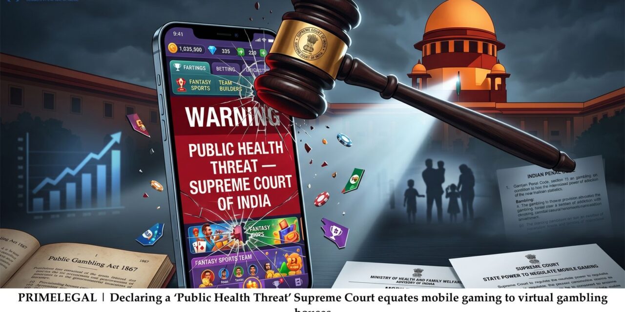 PRIME LEGAL | Declaring a ‘Public Health Threat’ Supreme Court equates mobile gaming to virtual gambling houses