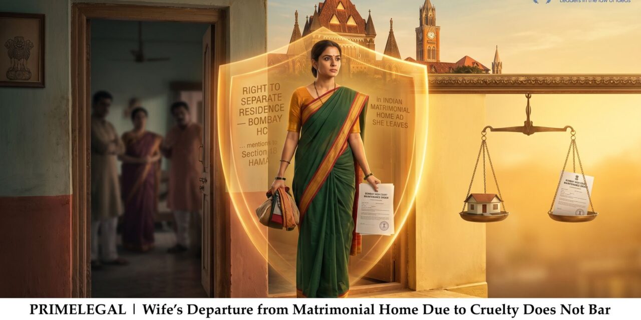 PRIME LEGAL | Wife’s Departure from Matrimonial Home Due to Cruelty Does Not Bar Maintenance Rights