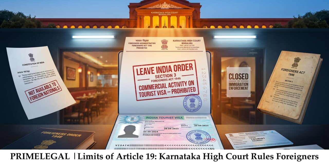PRIME LEGAL |Limits of Article 19: Karnataka High Court Rules Foreigners Have No Fundamental Right to Do Business in India