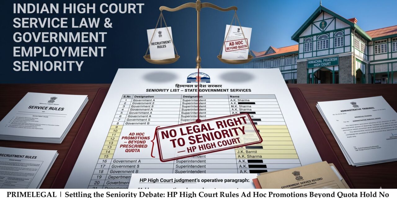 PRIMELEGAL | Settling the Seniority Debate: HP High Court Rules Ad Hoc Promotions Beyond Quota Hold No Legal Right
