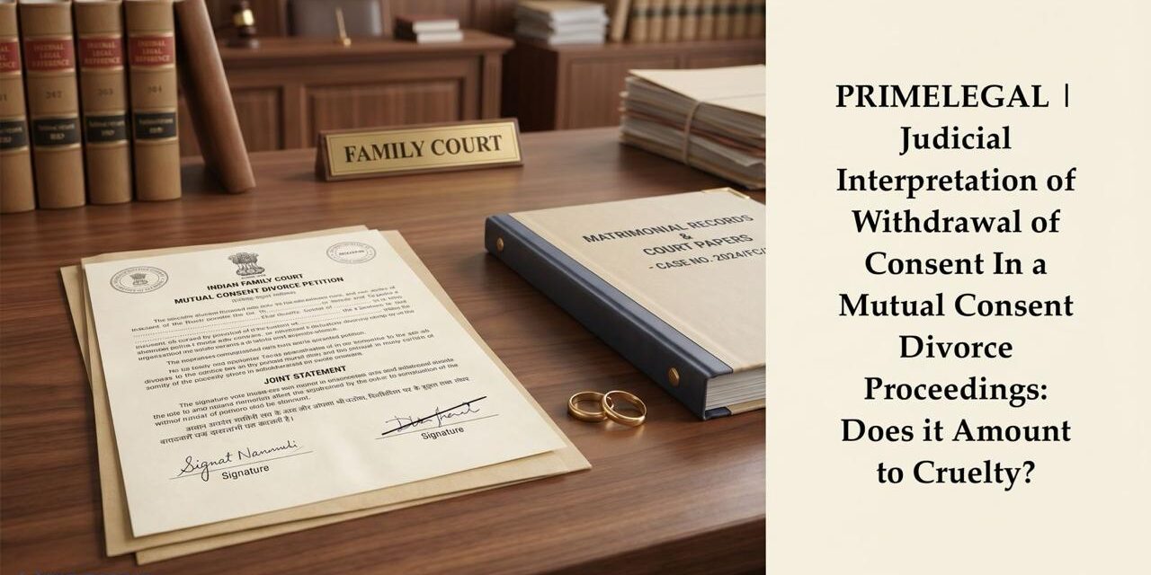 PRIME LEGAL | Judicial Interpretation of Withdrawal of Consent In a Mutual Consent Divorce Proceedings: Does it Amount to Cruelty?