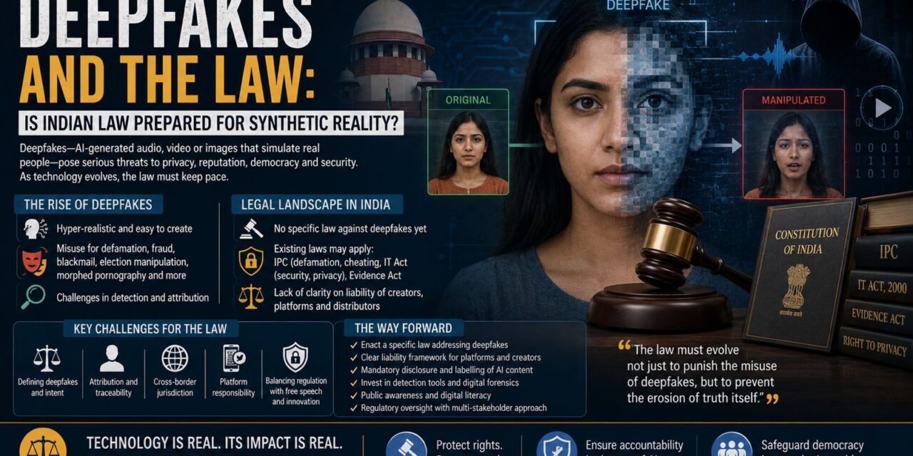 PRIME LEGAL | DEEPFAKES AND THE LAW: IS INDIAN LAW PREPARED FOR SYNTHETIC REALITY?