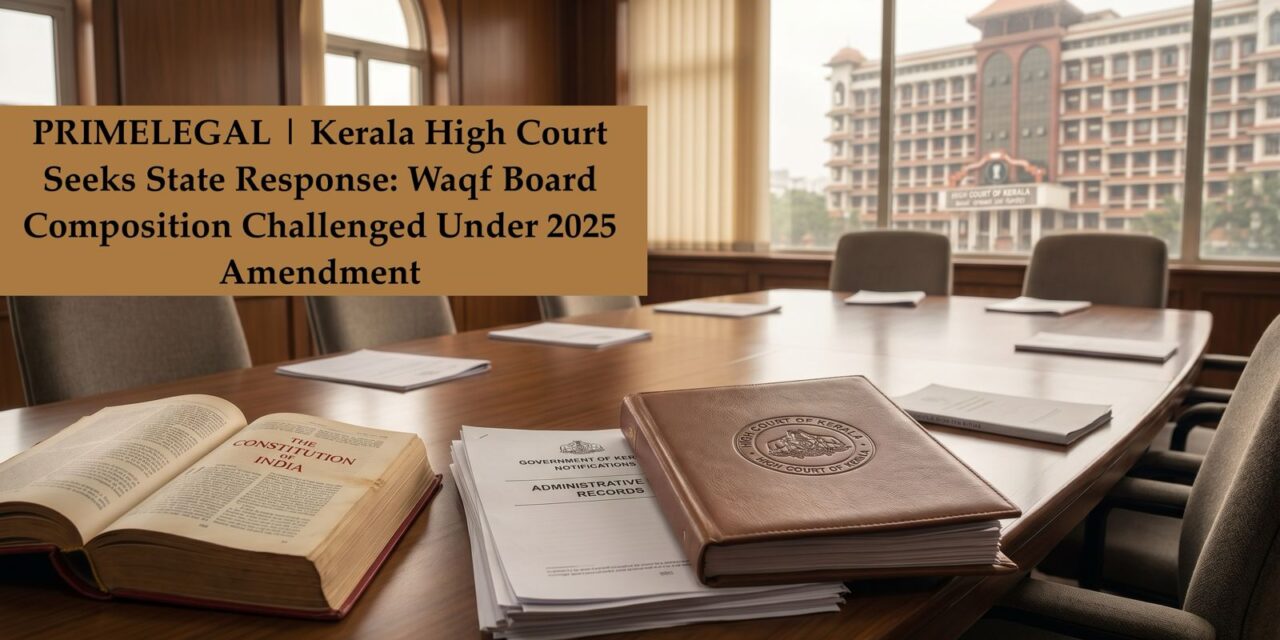 PRIME LEGAL | Kerala High Court Seeks State Response: Waqf Board Composition Challenged Under 2025 Amendment