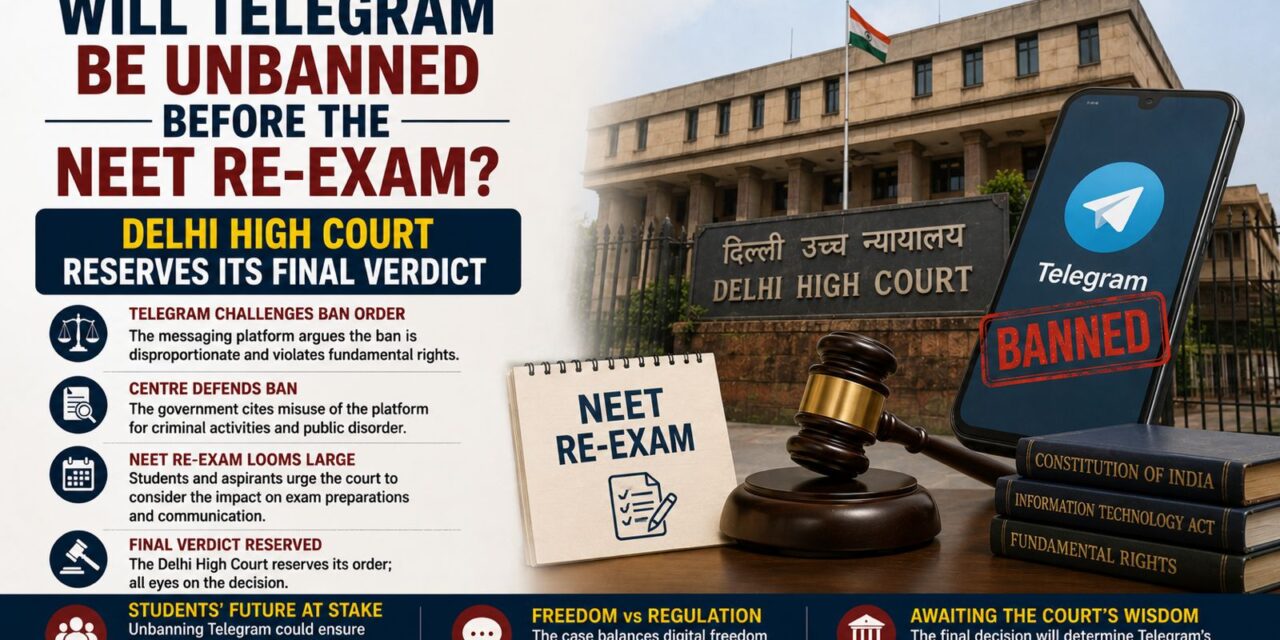 PRIME LEGAL | Delhi High Court Reserves Verdict: Will Telegram Be Unbanned Before the NEET Re-Exam?