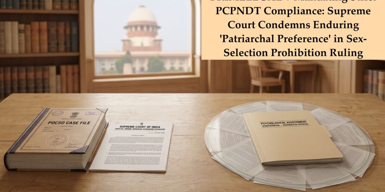PRIME LEGAL | Mandating Strict PCPNDT Compliance: Supreme Court Condemns Enduring ‘Patriarchal Preference’ in Sex-Selection Prohibition Ruling