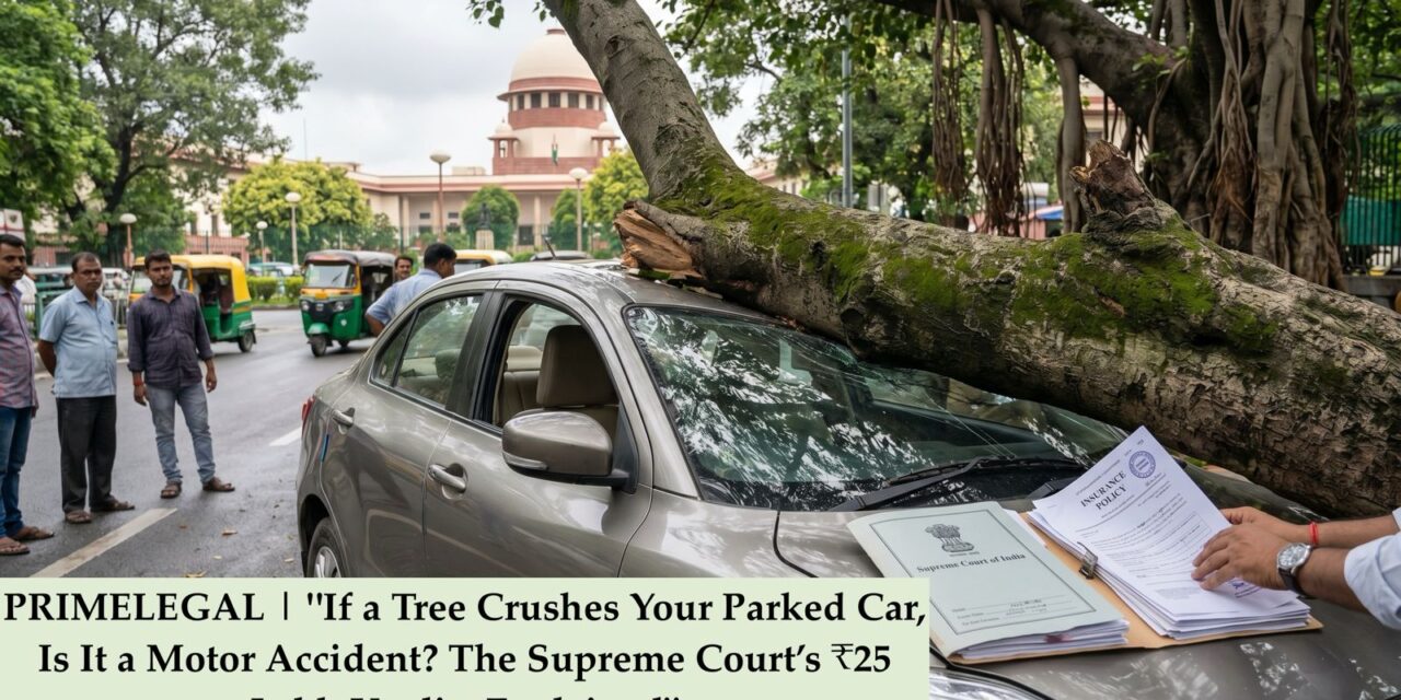 PRIME LEGAL | “If a Tree Crushes Your Parked Car, Is It a Motor Accident? The Supreme Court’s ₹25 Lakh Verdict Explained”