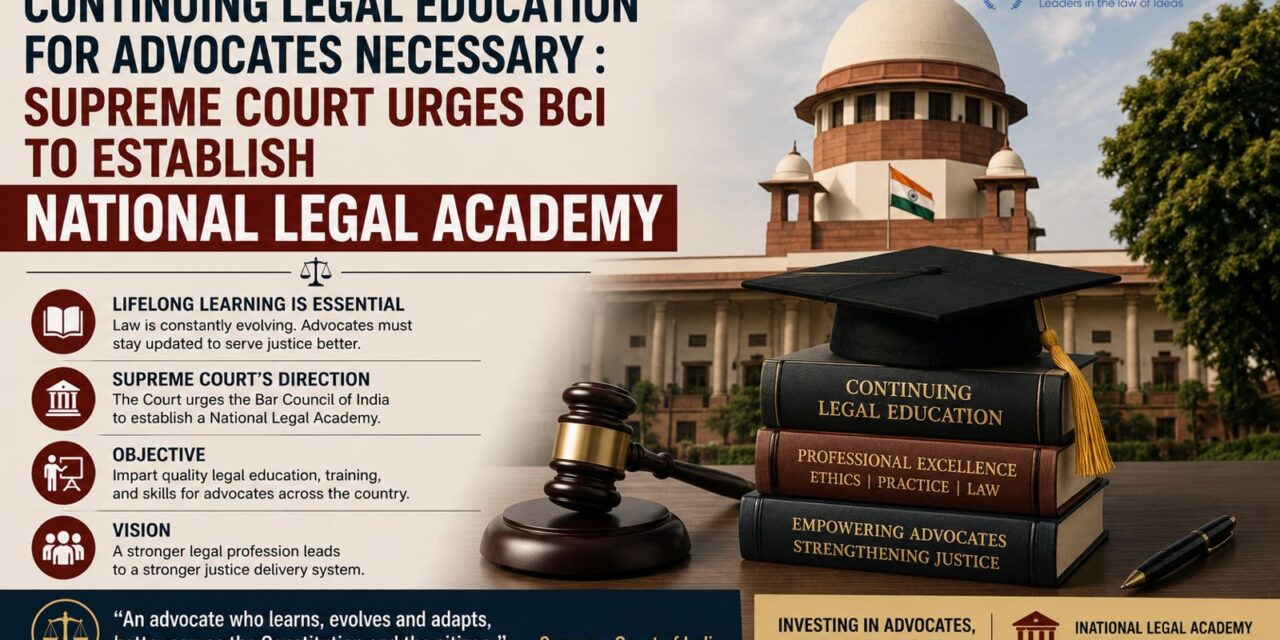PRIME LEGAL | Supreme Court Calls for Continuing Legal Education, Urges BCI to Establish a National Legal Academy