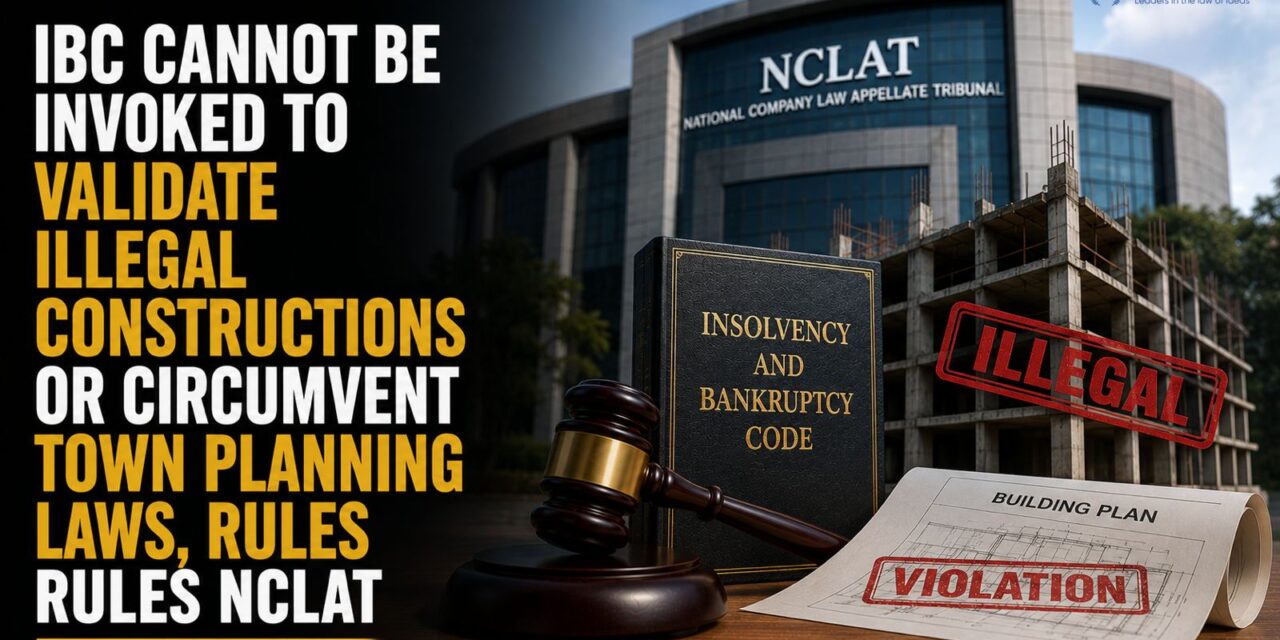 PRIME LEGAL | “IBC Cannot Be Invoked to Validate Illegal Constructions or Circumvent Town Planning Laws, Rules NCLAT”