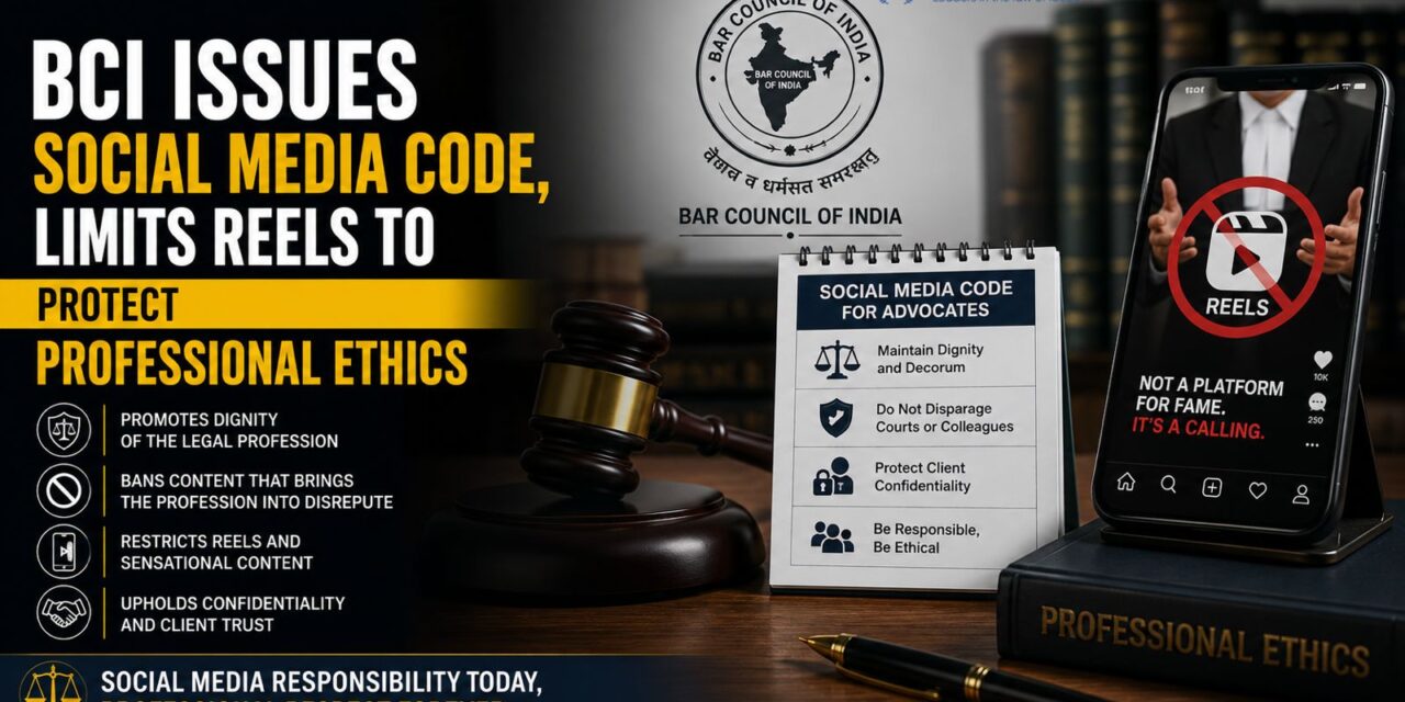 PRIME LEGAL | BCI Issues Social Media Code, Limits Reels to Protect Professional Ethics