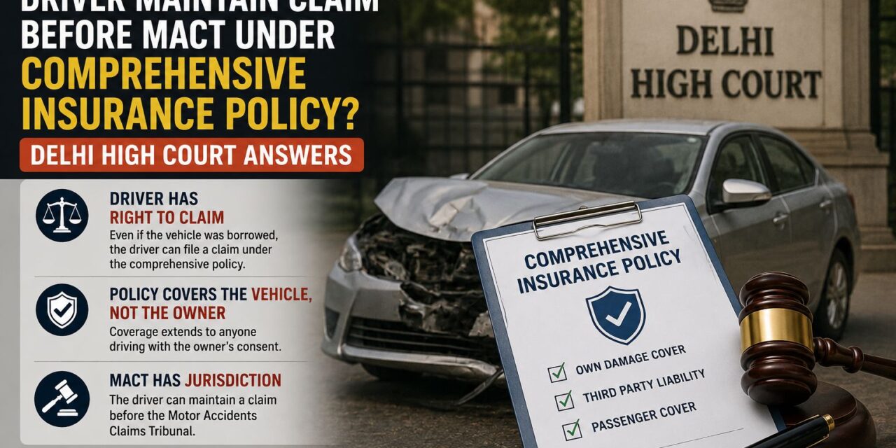 PRIME LEGAL | Delhi HC Clarifies: Borrowed Vehicle Drivers Can Claim Compensation Under Comprehensive Insurance in Certain Cases