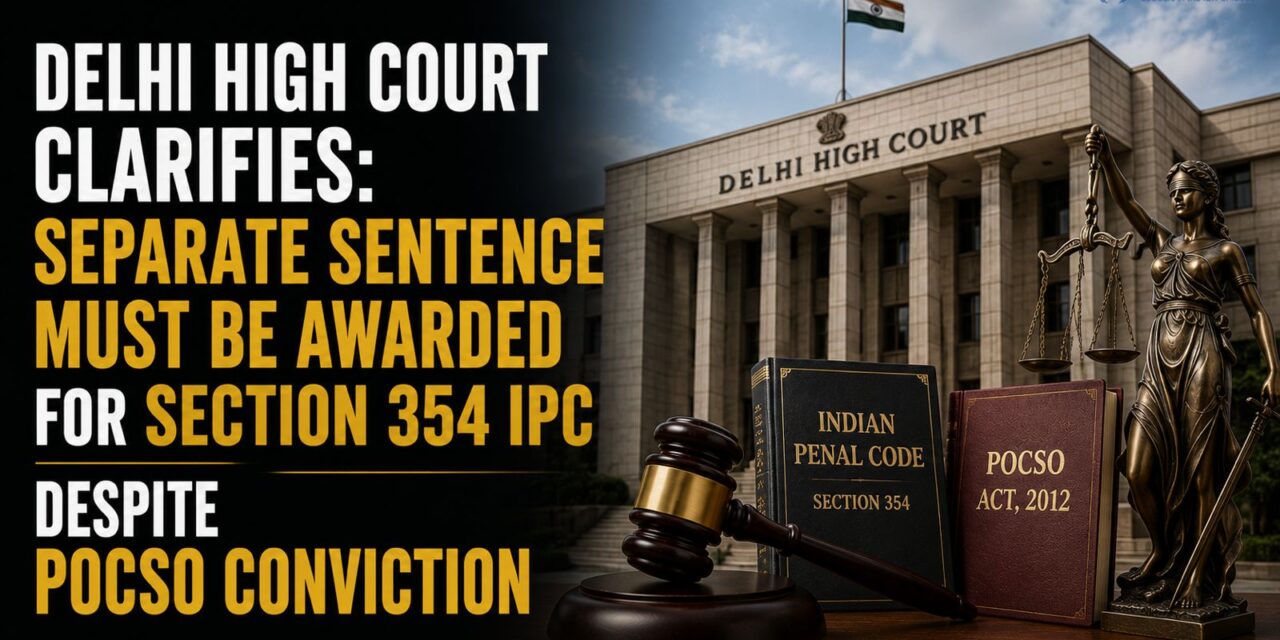 PRIME LEGAL | Delhi High Court Clarifies: Separate Sentence Must Be Awarded for Section 354 IPC Despite POCSO Conviction
