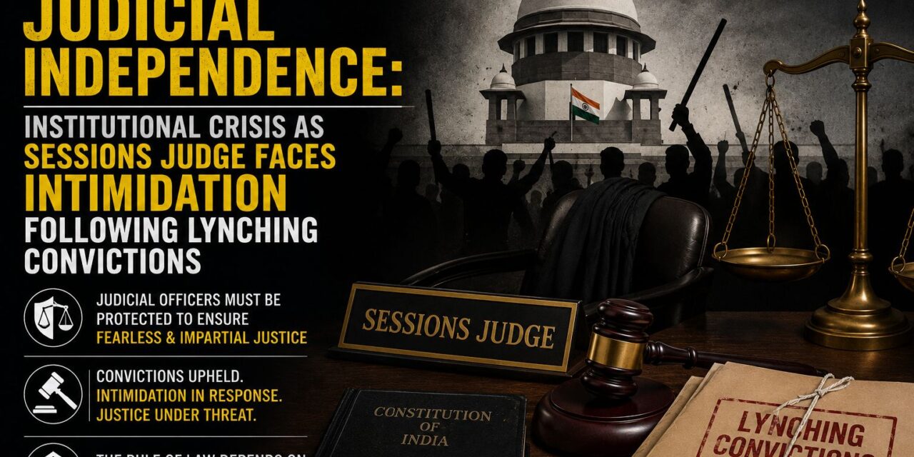 PRIME LEGAL | Safeguarding Judicial Independence: Institutional Crisis as Sessions Judge Faces Intimidation Following Lynching Convictions