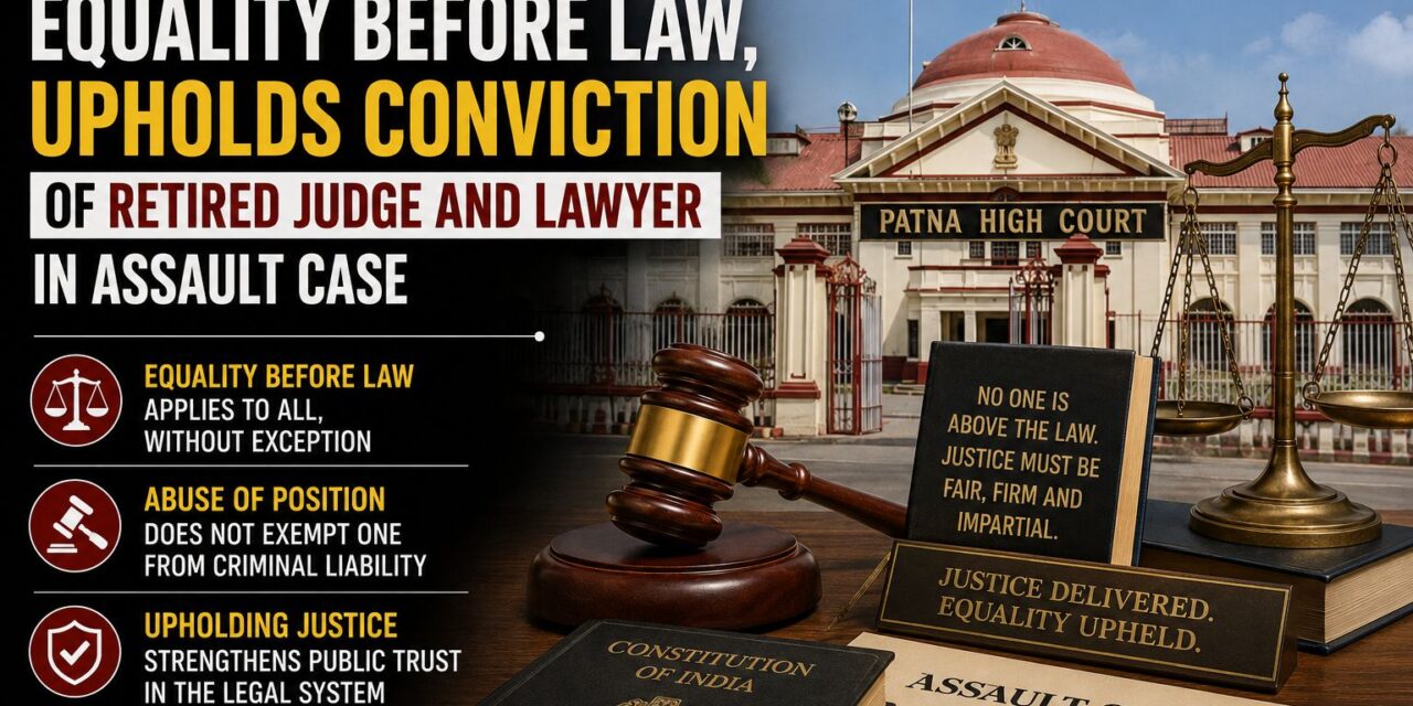 PRIME LEGAL | Patna High Court Reaffirms Equality Before Law, Upholds Conviction of Retired Judge, Lawyer in Assault Case 