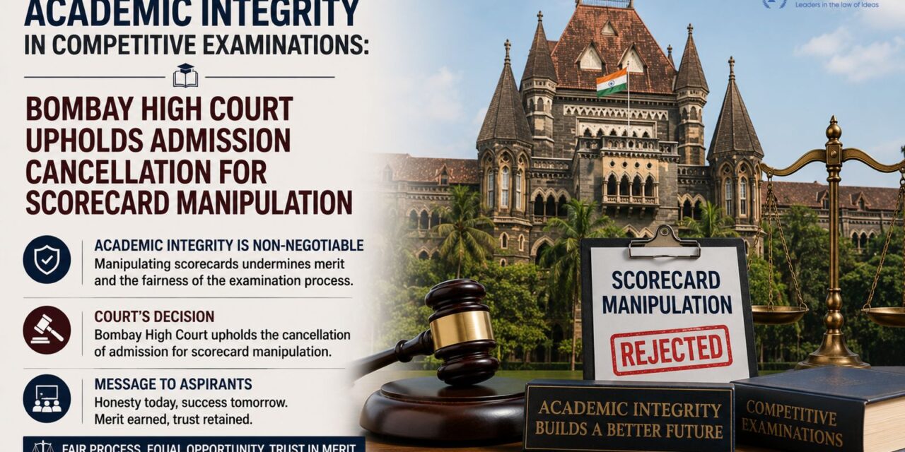 PRIME LEGAL | Legal Explainer: Academic Integrity in Competitive Examinations: Bombay High Court Upholds Admission Cancellation for Scorecard Manipulation