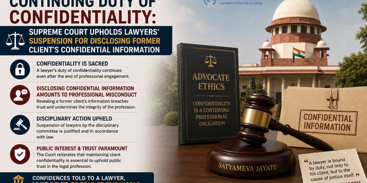 PRIME LEGAL | Continuing Duty of Confidentiality: Supreme Court Upholds Lawyers’ Suspension for Disclosing Former Client’s Confidential Information