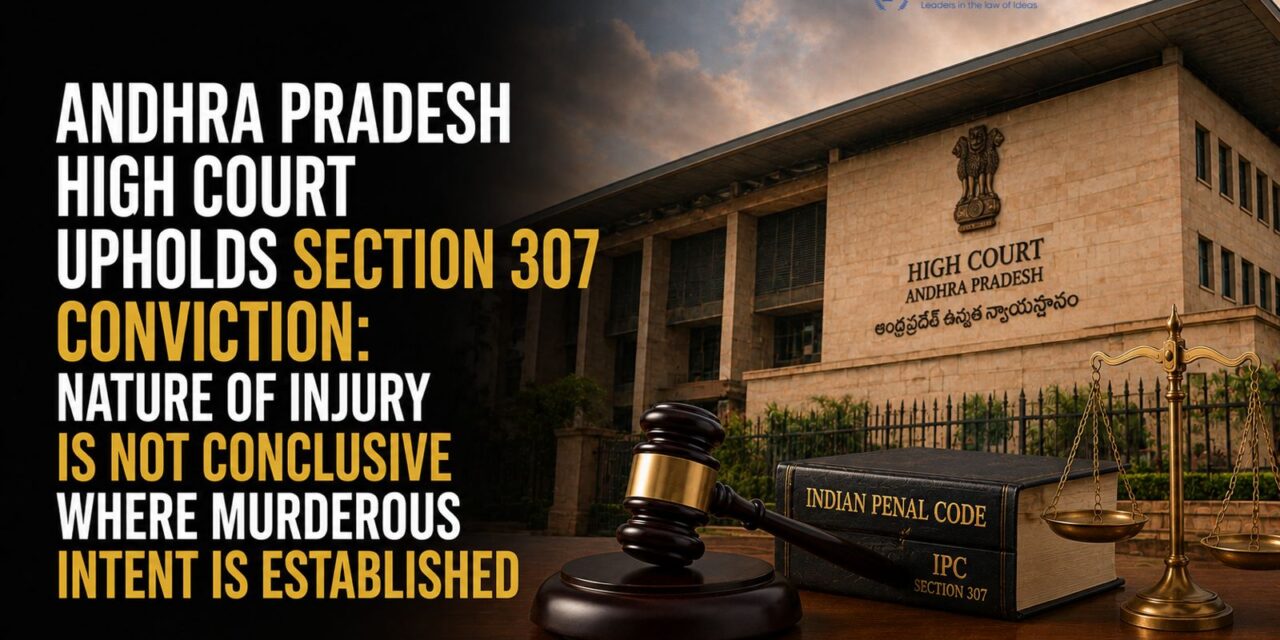 PRIME LEGAL | Andhra Pradesh High Court Upholds Section 307 Conviction: Nature of Injury Is Not Conclusive Where Murderous Intent Is Established