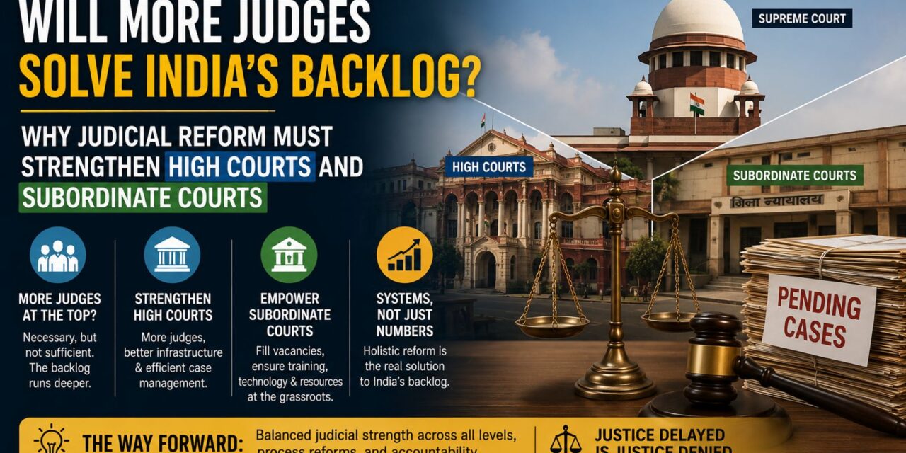 PRIME LEGAL | Will More Judges Solve India’s Backlog? Why Judicial Reform Must Strengthen High Courts and Subordinate Courts 