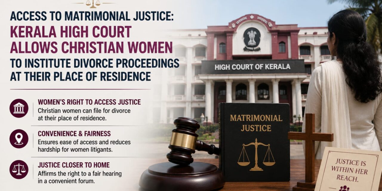 PRIME LEGAL | Access to Matrimonial Justice: Kerala High Court Allows Christian Women to Institute Divorce Proceedings at Their Place of Residence