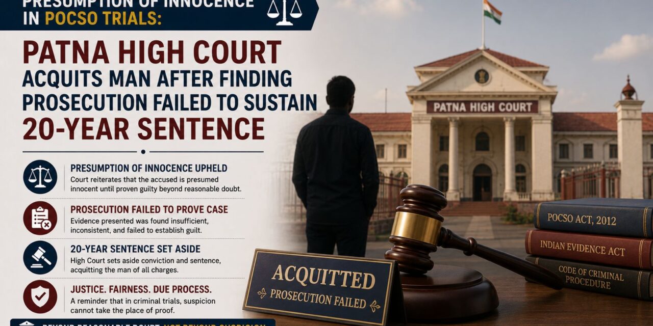 PRIME LEGAL | Legal Explainer: Patna High Court: Presumption of Innocence Not Lost Under POCSO Act, Acquits Man Sentenced to 20 Years