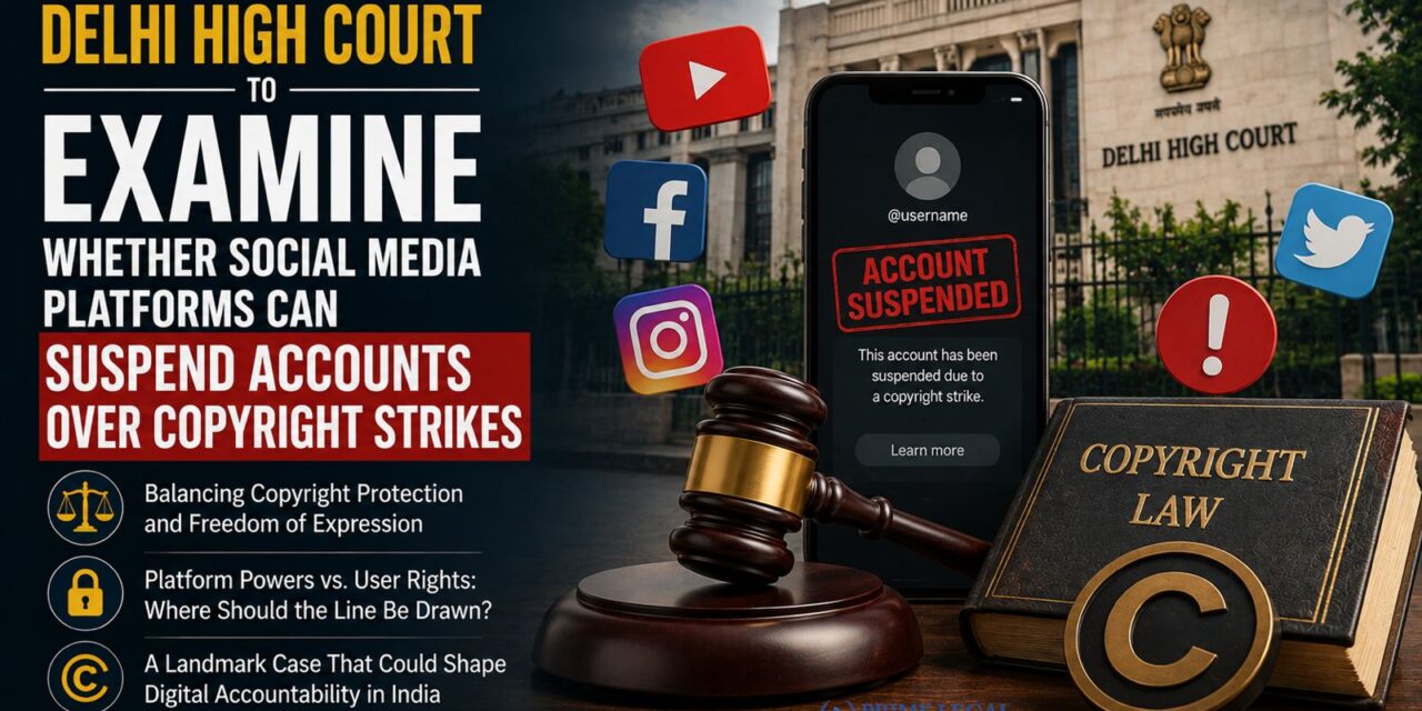 PRIME LEGAL | Delhi High Court to Examine Whether Social Media Platforms Can Suspend Accounts Over Copyright Strikes