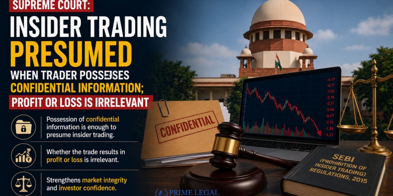 PRIME LEGAL | Insider Trading Presumed When Trader Possesses Confidential Information; Profit or Loss Is Irrelevant