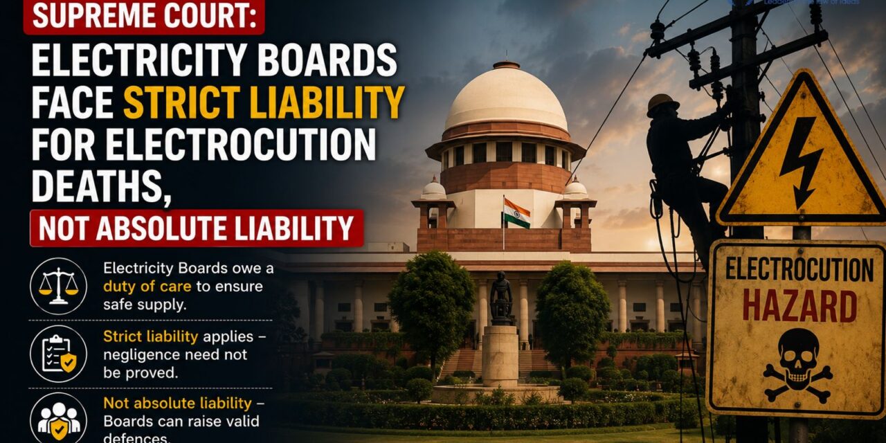 PRIME LEGAL | Supreme Court: Electricity Boards Face Strict Liability for Electrocution Deaths, Not Absolute Liability