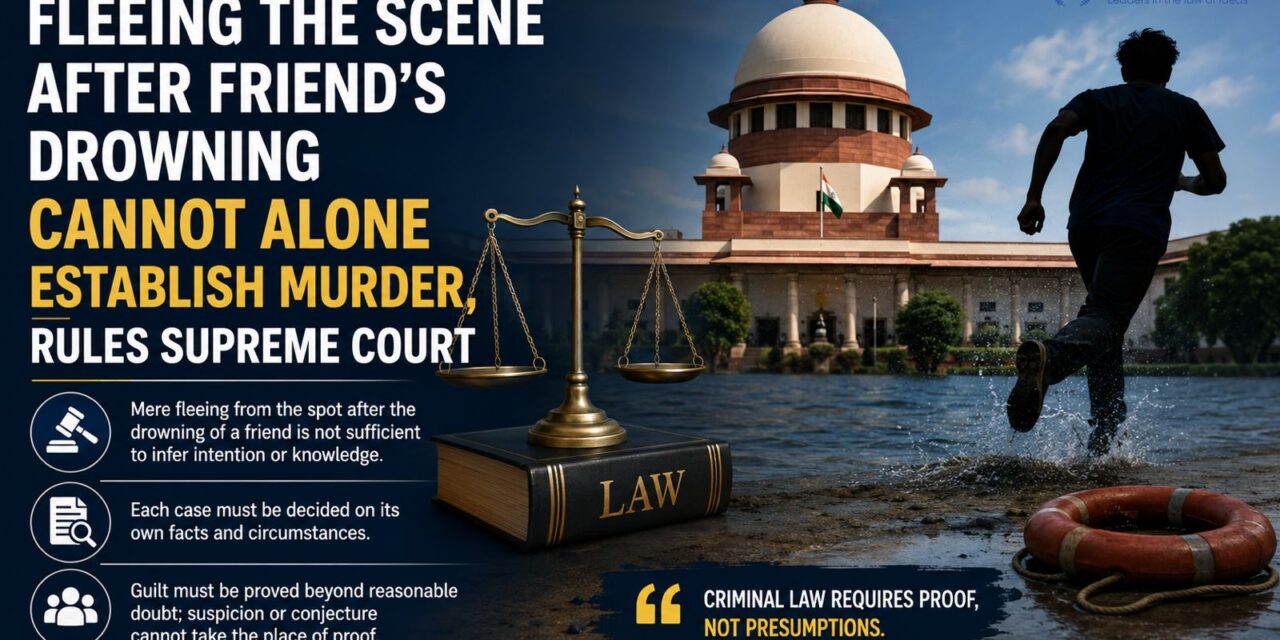 PRIME LEGAL | Fleeing the Scene After Friend’s Drowning Cannot Alone Establish Murder, Rules Supreme Court