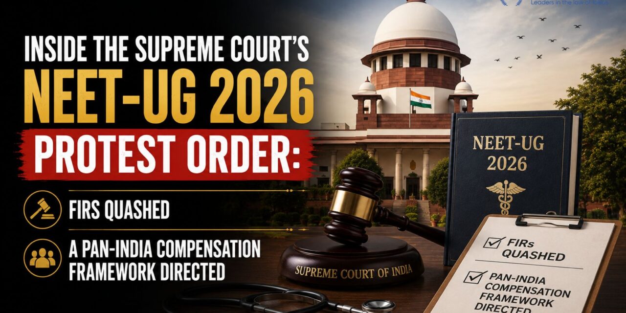 PRIMELEGAL | Supreme Court’s NEET-UG 2026 Protest Order: FIRs Quashed and Pan-India Compensation Framework Directed