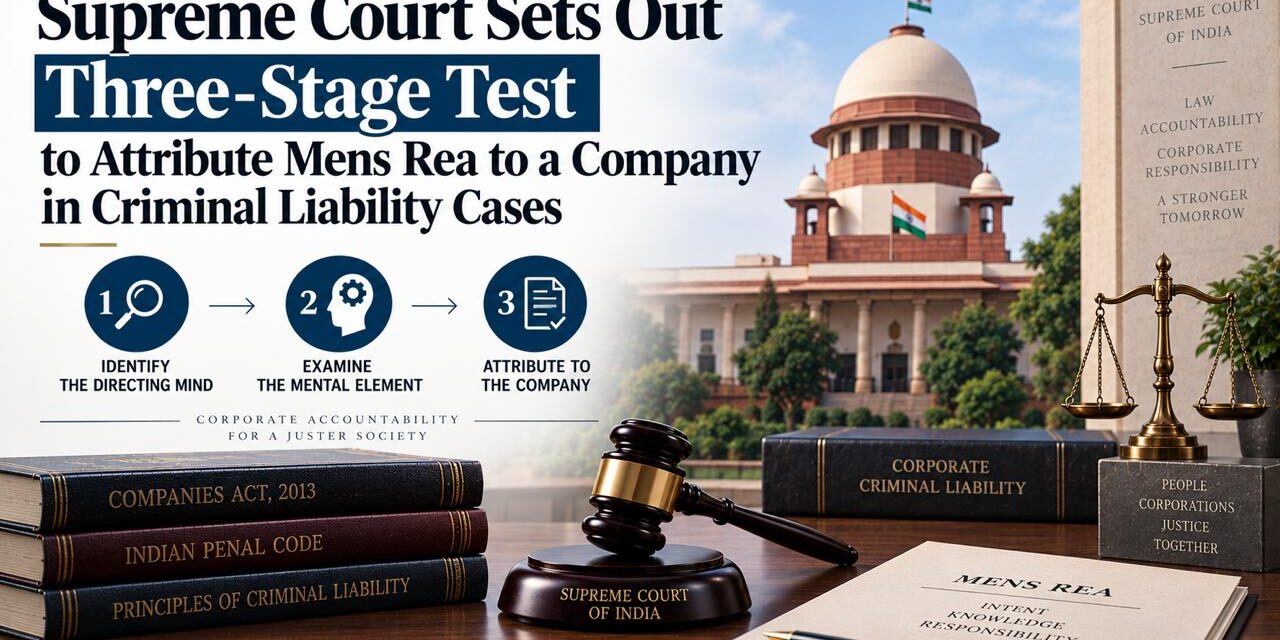 PRIMELEGAL | Supreme Court Sets Out Three-Stage Test to Attribute Mens Rea to a Company in Criminal Liability Cases
