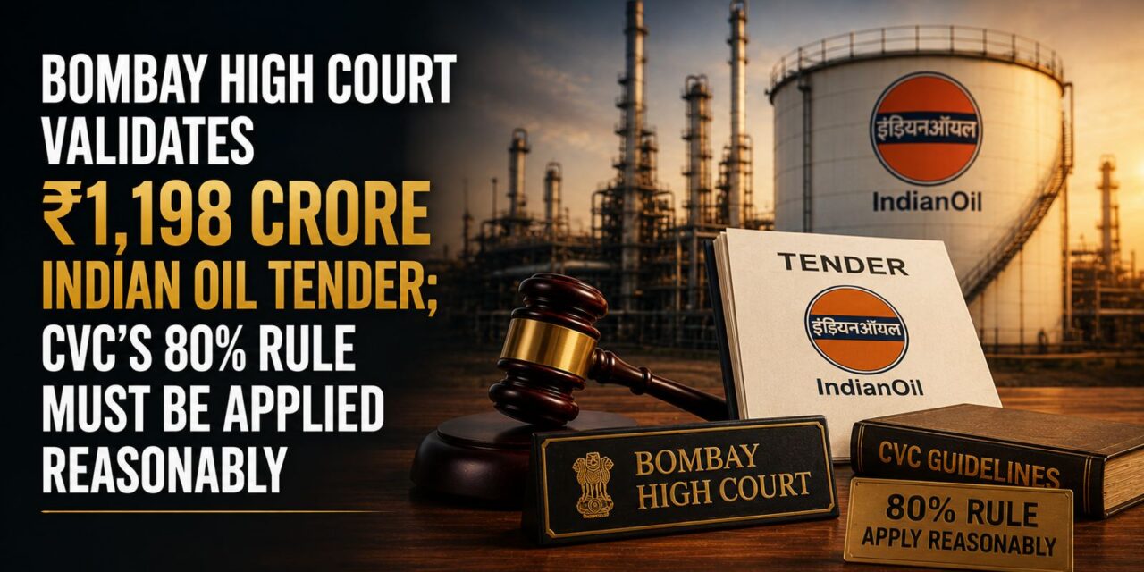 PRIME LEGAL | Bombay High Court Validates ₹1,198 Crore Indian Oil Tender; CVC’s 80% Rule Must Be Applied Reasonably