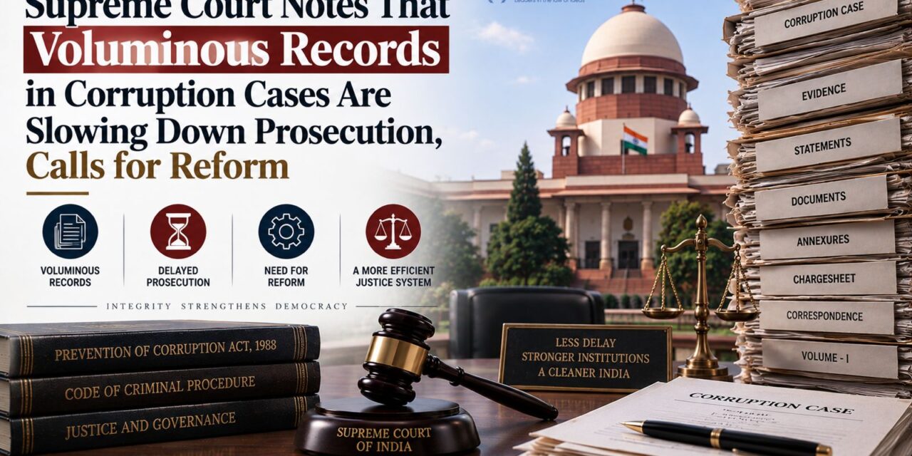 PRIMELEGAL | Supreme Court Expresses Concern Over Voluminous Records in Corruption Cases Delaying Prosecution